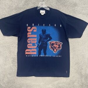 VTG Chalk Line Chicago Bears T Shirt Mens Sz L Blue National Football League Tee